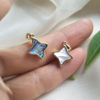 Natural Freshwater Shell Pendants, Zinc Alloy, with White Shell & Abalone Shell, Star, fashion jewelry & DIY 13.4MM 