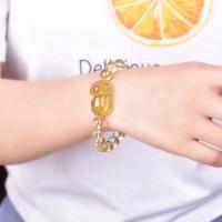 Quartz Bracelets, Citrine, Round, fashion jewelry & Unisex, yellow, 19CM   10MM 