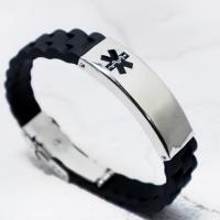 Silikon Schmuck Armbänder, Edelstahl, mit Silikon, Modeschmuck & für den Menschen, keine, 210x45.5x14mm, Länge:8.26 ZollInch, verkauft von Strang