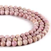 Holzmaserung Stein Perlen, Grain Stein, rund, poliert, DIY & verschiedene Größen vorhanden, Rosa, verkauft von Strang