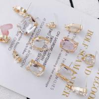 Zinc Alloy Ear Stud Component, with Crystal, plated, fashion jewelry & DIY 