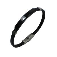 Silicone Stainless Steel Bracelets, with Silicone, fashion jewelry & Unisex .26 Inch 