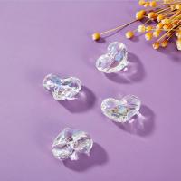 Transparent Acrylic Beads, Heart, AB color plated, DIY 
