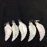 White Shell Pendants, with zinc alloy bail, Leaf, polished, DIY, white 