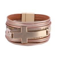 PU Leather Cord Bracelets, Brass, with PU Leather, fashion jewelry & multilayer & Unisex 19.8CM 