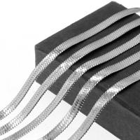 Cadena de serpiente de acero inoxidable, chapado en color de plata, pulido por máquina, 5x5x1mm, aproximado 50m/Sarta, Vendido por Sarta
