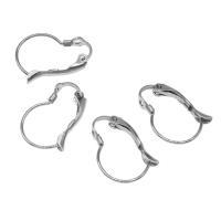 Stainless Steel Lever Back Earring Component, Heart, silver color plated 