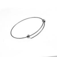 Stainless Steel Bracelet & Bangle Setting, Round, silver color plated 