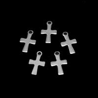Colgantes de Cruces de acero inoxidable, chapado en color de plata, 12x7x1mm, aproximado 1000PCs/Bolsa, Vendido por Bolsa