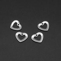 Colgantes del corazón de acero inoxidable, chapado en color de plata, 10x11x1mm, aproximado 1000PCs/Bolsa, Vendido por Bolsa