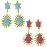 Zinc Alloy Rhinestone Drop Earring, Clay Pave, with Zinc Alloy, gold color plated, for woman & with rhinestone 75mm 