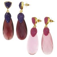 Zinc Alloy Rhinestone Drop Earring, Rhinestone Clay Pave, with Cats Eye & Zinc Alloy, for woman 59mm 