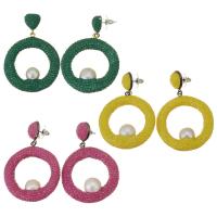 Süßwasser Perle Tropfen Ohrring, Ton, mit Perlen & Zinklegierung, für Frau & hohl, keine, 57mm,40x44mm, verkauft von Paar