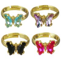 cristal anillo de dedo de latón, metal, Mariposa, Joyería & para mujer, más colores para la opción, 8mm, Vendido por UD
