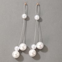 Plastic Pearl Zinc Alloy Earring, with Plastic Pearl, fashion jewelry & Unisex, 95mm 