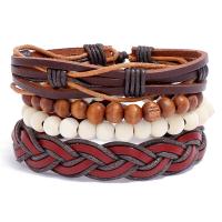 PU Leather Cord Bracelets, bracelet, with Zinc Alloy, 4 pieces & fashion jewelry & Unisex, 6CM,17-18CM,8-9CM,7.9CM,9.7CM 