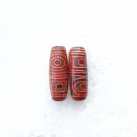 Abalorios Tibetanos Dzi de Ágata, Bricolaje, Rojo, 30mm, Vendido por UD