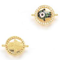 Rhinestone Brass Connector, with Abalone Shell, gold color plated, for woman & with rhinestone 