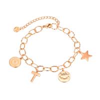 Titanium Steel Bracelet, with 2.36inch extender chain, rose gold color plated, fashion jewelry & for woman, 12mm .89 Inch 
