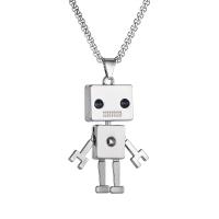 Titanium Steel Jewelry Necklace, Zinc Alloy, with Titanium Steel, Robot, fashion jewelry & micro pave cubic zirconia & for man .35 Inch 