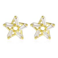 Cubic Zirconia Micro Pave Brass Earring, with Cubic Zirconia, plated, fashion jewelry & for woman 