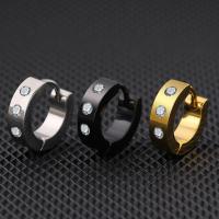 Titanium Steel Huggie Hoop Earring, with Cubic Zirconia, plated, fashion jewelry & for woman 