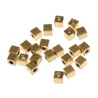 Edelstahl Perlen, Quadrat, goldfarben plattiert, 4x4x4mm, verkauft von PC
