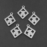 Stainless Steel Pendants,  Square, silver color plated 