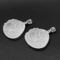 joyas de colgante de cristal de corazón, con acero inoxidable, Irregular, chapado en color de plata, 28x50x16mm, Vendido por UD