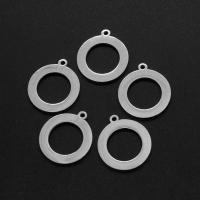 Stainless Steel Pendants, Round, silver color plated 