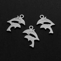 Stainless Steel Pendants, Dolphin, silver color plated 