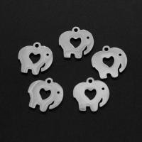 Colgantes de acero inoxidable de animales, Elefante, chapado en color de plata, 15x10x1mm, Vendido por UD
