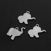 Colgantes de acero inoxidable de animales, Elefante, chapado en color de plata, 15x15x1mm, Vendido por UD