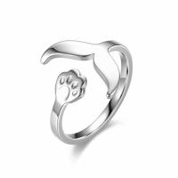 acero inoxidable Anillo de dedo Cuff, Garra, chapado en platina real, unisexo & ajustable, tamaño:6-13, Vendido por UD