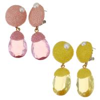 Freshwater Pearl Drop Earring, Rhinestone Clay Pave, with pearl & Crystal & Zinc Alloy, for woman 52mm 