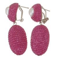 Süßwasser Perle Tropfen Ohrring, Ton, mit Perlen & Zinklegierung, für Frau, keine, 55mm,20x36mm, verkauft von Paar