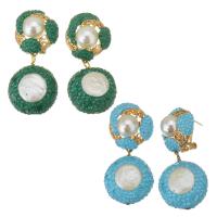 Süßwasser Perle Tropfen Ohrring, Ton, mit Perlen & Zinklegierung, für Frau, keine, 48mm,21x27mm, verkauft von Paar