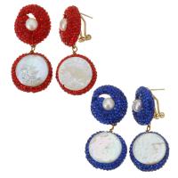 Süßwasser Perle Tropfen Ohrring, Ton, mit Perlen & Zinklegierung, für Frau, keine, 46mm,22x26mm, verkauft von Paar