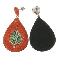 Zinc Alloy Rhinestone Drop Earring, Rhinestone Clay Pave, with Zinc Alloy, for woman & with rhinestone, reddish orange, 66mm 