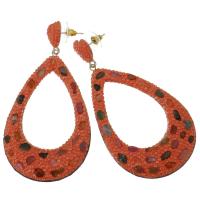 Zinc Alloy Rhinestone Drop Earring, Rhinestone Clay Pave, with Zinc Alloy, for woman & hollow, reddish orange, 78mm 