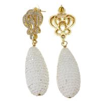 Zinc Alloy Rhinestone Drop Earring, Rhinestone Clay Pave, with Zinc Alloy, for woman & with rhinestone, white, 62mm 