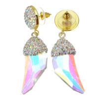 Zinc Alloy Rhinestone Drop Earring, Rhinestone Clay Pave, with Zinc Alloy, for woman, white, 52mm 