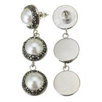 Freshwater Pearl Drop Earring, Zinc Alloy, with pearl & Rhinestone Clay Pave, for woman, white, 59mm 