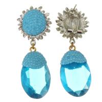 Zinc Alloy Rhinestone Drop Earring, Rhinestone Clay Pave, with Crystal & Zinc Alloy, for woman, blue, 55mm 