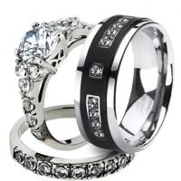 Couple Finger Rings, Zinc Alloy, plated  & with rhinestone 