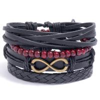 PU Leather Cord Bracelets, bracelet, with Zinc Alloy, 4 pieces & fashion jewelry & Unisex, 6CM,17-18CM,8-9CM,7.9CM,9.7CM 