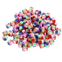Flower Polymer Clay Beads, stoving varnish, DIY, multi-colored, 10mm 