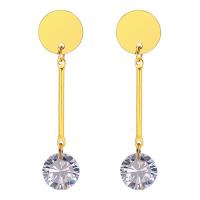 Titanium Steel Drop Earring, with Cubic Zirconia, plated, for woman 45mm 
