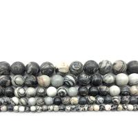 Piedra de Seda Negra Abalorio, Esférico, pulido, Bricolaje & diverso tamaño para la opción, Negro, Vendido por Sarta