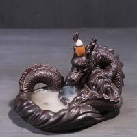 Incense Smoke Flow Backflow Holder Ceramic Incense Burner, Porcelain, Dragon, plated, for home and office & durable 